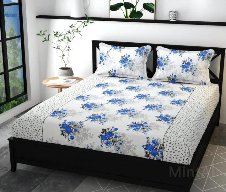 Cotton Double Bed Size Elastic fitted Bedsheet with 2 Pillow Covers : – JS  Relaxing Moments : Where Every Purchase is a Breath of Serenity!